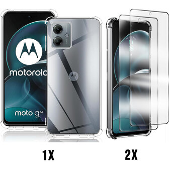 Moto G14 - Anti Shock &amp;amp; 2x Glas - Transparant