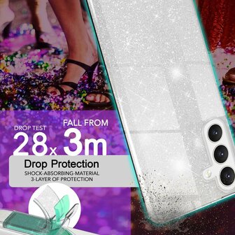 Samsung Galaxy A56 - Zilver - Glitter Back Cover - 2x Glas