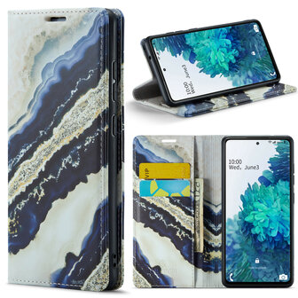 Samsung A14 Blue Paraiba - Marmer Book Case