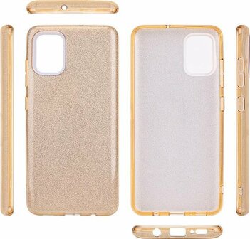 Samsung A51 - Siliconen - Glitter Back Cover - Blauw