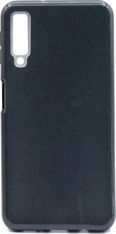 Samsung A7 2018 - Siliconen - Glitter Back Cover - Zwart