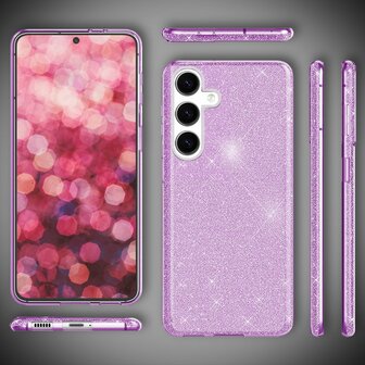 Samsung Galaxy A56 - Paars - Glitter Back Cover - 2x Glas