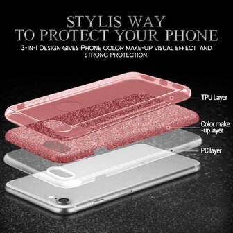 A14 - Glitter Back Cover &amp;amp; 2x Glas - Roze