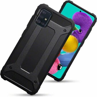 Samsung A51 - Anti Shock Hybrid Armor Case - Zwart