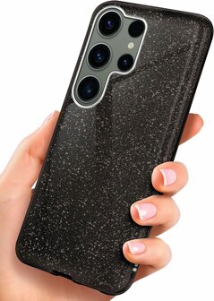 Samsung S24 Ultra - Glitter Back Cover - Zwart