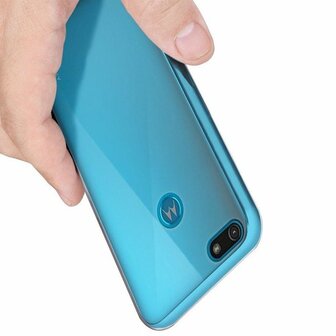 Moto E6 Play - Back Cover &amp;amp; Glas - Transparant