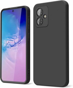Moto G55 - Siliconen Back Cover &amp;amp; 2x Glas - Zwart