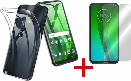 Moto G7 - Back Cover &amp;amp; Glas - Transparant