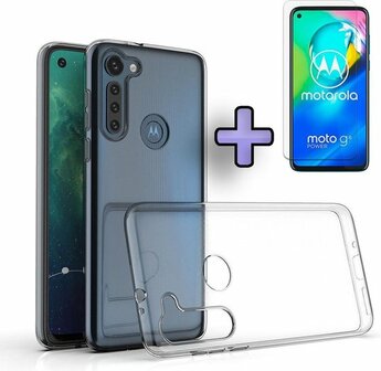 Moto G8 Power - Back Cover &amp;amp; Glas - Transparant
