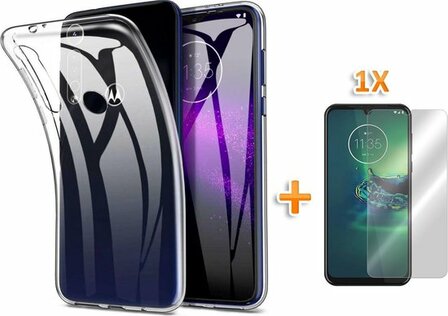 Moto G8 Plus - Back Cover &amp;amp; Glas - Transparant