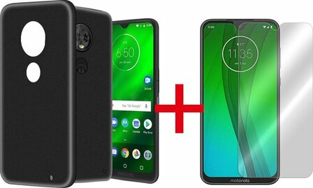 Moto G7 Plus - Back Cover &amp;amp; Glas - Zwart