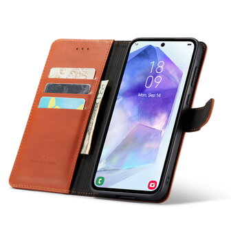 Samsung A55 - 2 in 1 Leather Book Case -  Sienna Brown