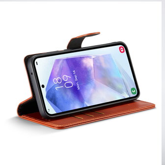 Samsung A55 - 2 in 1 Leather Book Case -  Sienna Brown