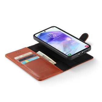 Samsung A55 - 2 in 1 Leather Book Case -  Sienna Brown