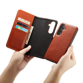 Samsung A55 - 2 in 1 Leather Book Case -  Sienna Brown