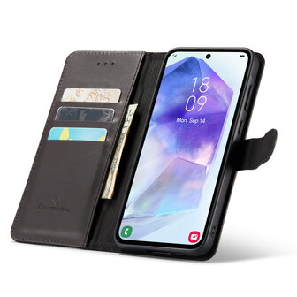 Samsung A55 - Charcoal Gray - Leather Book Case