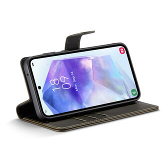 Samsung A55 - Charcoal Gray - Leather Book Case