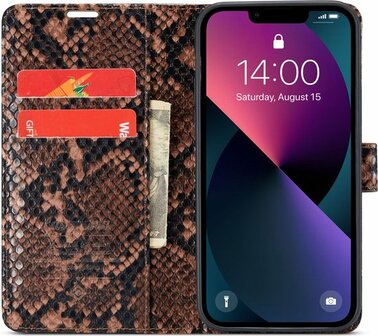 iPhone 13 Pro Max Bruin - Slangen Book Case