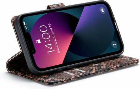 iPhone 13 Pro Max Bruin - Slangen Book Case