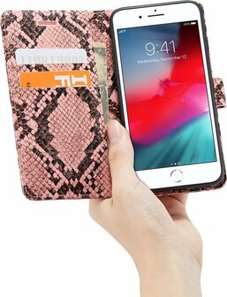 iPhone SE 2020 Roze - Slangen Book Case