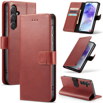 Samsung A55 - Crimson Red - Leather Book Case