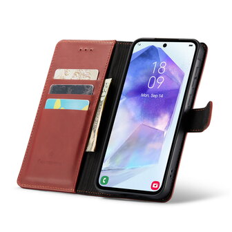 Samsung A55 - Crimson Red - Leather Book Case