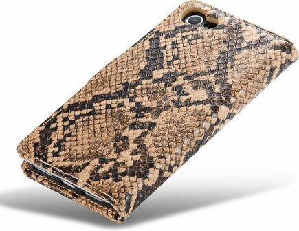 iPhone SE 2020 Beige - Slangen Book Case