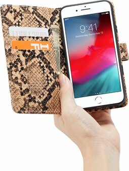 iPhone SE 2020 Beige - Slangen Book Case