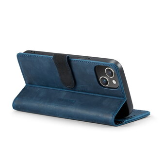 iPhone 14 Plus Blauw - Lederen Book Case