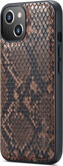 iPhone 13 Bruin - 2 in 1 Slangen Book Case