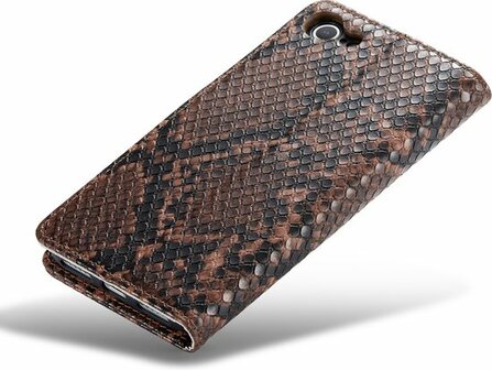 iPhone SE 2020 Bruin - Slangen Book Case