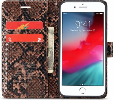 iPhone SE 2020 Bruin - Slangen Book Case