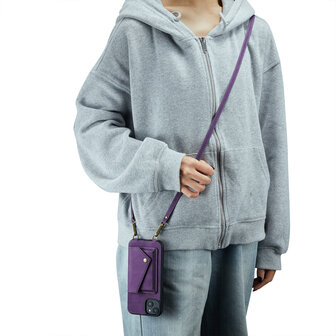 iPhone 15 Deep Purple - Back Cover met Koord