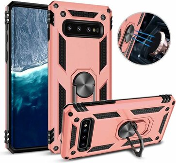 Samsung S10 Plus - Armor met Kickstand Ring - Ros&eacute;goud