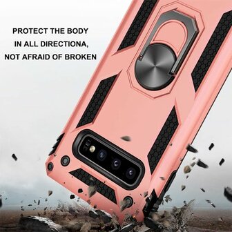 Samsung S10 Plus - Armor met Kickstand Ring - Ros&eacute;goud