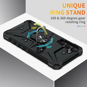 Samsung A15 - Zwart - Armor Back Cover met Kickstand