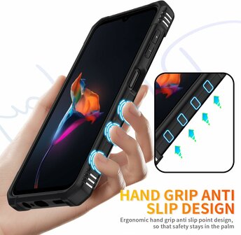 Samsung A15 - Zwart - Armor Back Cover met Kickstand