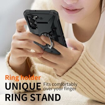 Samsung A15 - Zwart - Armor Back Cover met Kickstand