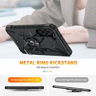 Samsung A15 - Zwart - Armor Back Cover met Kickstand