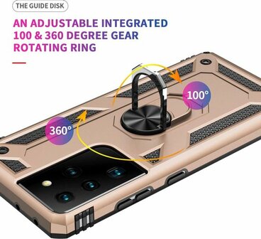 Samsung S21 Ultra Goud - Armor met Kickstand Ring