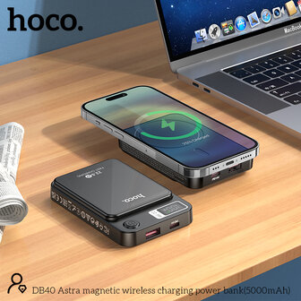 Hoco DB40 Draadloze Powerbank - 5000 mAh Snel Lader - Geschikt voor MagSafe - Zwart