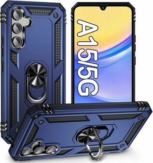 Samsung A15 Blauw - Armor met Kickstand Ring