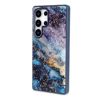 Samsung S24 Ultra - Diamant Marmer Glitter - Blauw