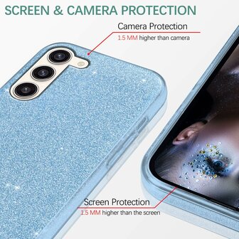 Samsung S24 - Glitter Back Cover - Blauw