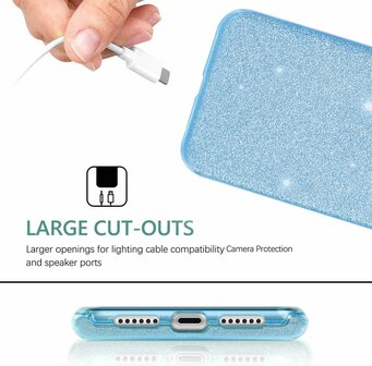 Samsung S24 - Glitter Back Cover - Blauw