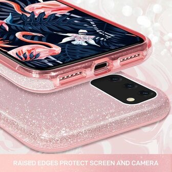 A72 - Glitter Back Cover &amp;amp; Glas - Roze