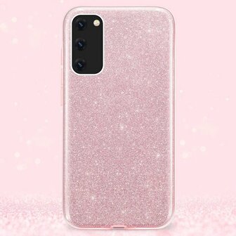 A72 - Glitter Back Cover &amp;amp; Glas - Roze