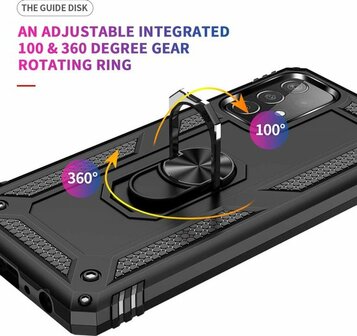 Samsung A72 Zwart - Armor met Kickstand Ring