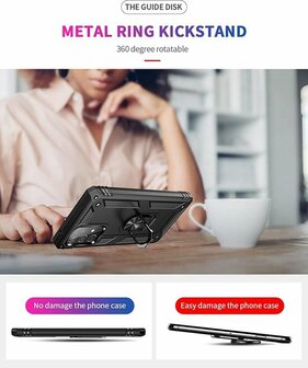 Samsung A72 Zwart - Armor met Kickstand Ring