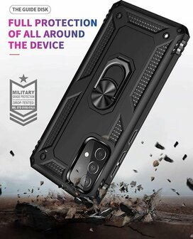 Samsung A72 Zwart - Armor met Kickstand Ring